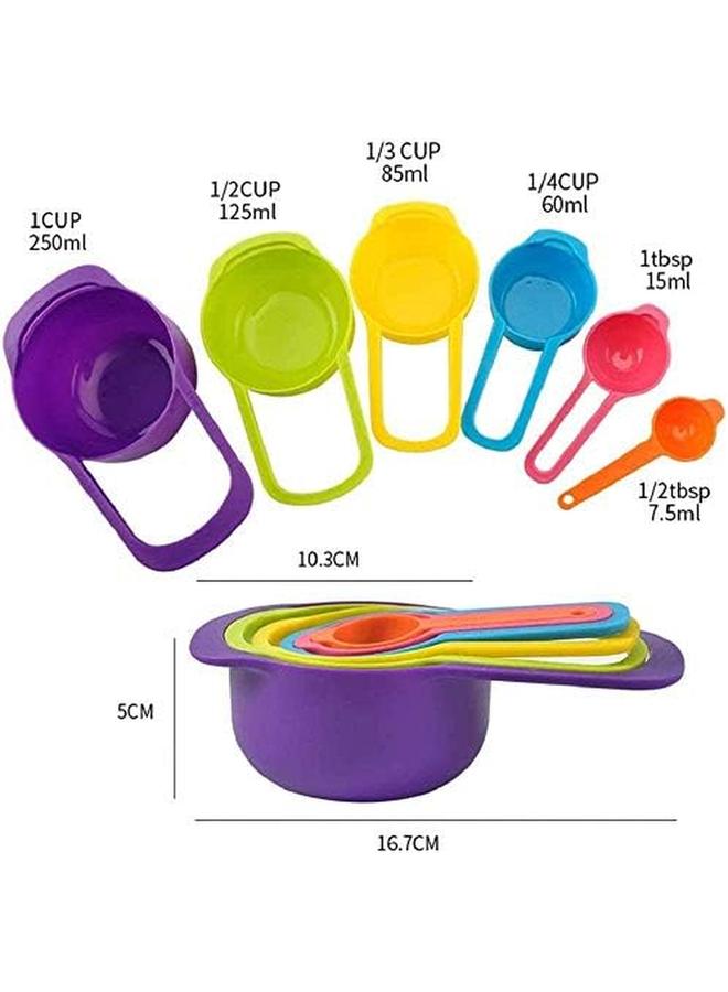 شواي طقم أكواب قياس درجة الطعام ومجموعة ملاعق للخبز والطهي مكون من 6 قطع متعدد الألوان - Image 3