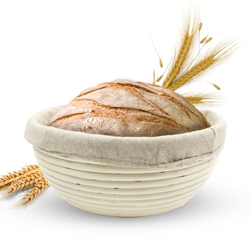 Vollum Banneton Bread Proofing Basket Liner Handmade Rustic Sourdough Bread Baking Supplies Brotform Basket Sour Dough Tools Gifts for Bakers Round 85D x 3H - Image 1