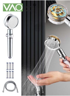 VAOdo 8PCS Hand Shower with PP Filter Element,8-Position Adjustable Water Pressure,Turbocharged Shower Faucet with Filter and Hose and Adjustable Shower Head  - Image 1