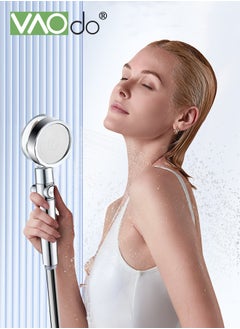 VAOdo 8PCS Hand Shower with PP Filter Element,8-Position Adjustable Water Pressure,Turbocharged Shower Faucet with Filter and Hose and Adjustable Shower Head  - Image 2