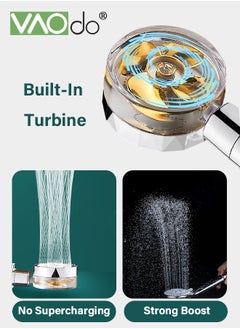 VAOdo 8PCS Hand Shower with PP Filter Element,8-Position Adjustable Water Pressure,Turbocharged Shower Faucet with Filter and Hose and Adjustable Shower Head  - Image 3