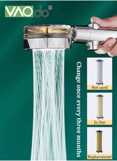 VAOdo 8PCS Hand Shower with PP Filter Element,8-Position Adjustable Water Pressure,Turbocharged Shower Faucet with Filter and Hose and Adjustable Shower Head  - Image 5