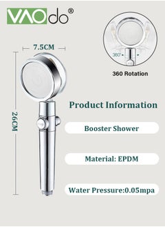 VAOdo 8PCS Hand Shower with PP Filter Element,8-Position Adjustable Water Pressure,Turbocharged Shower Faucet with Filter and Hose and Adjustable Shower Head  - Image 4