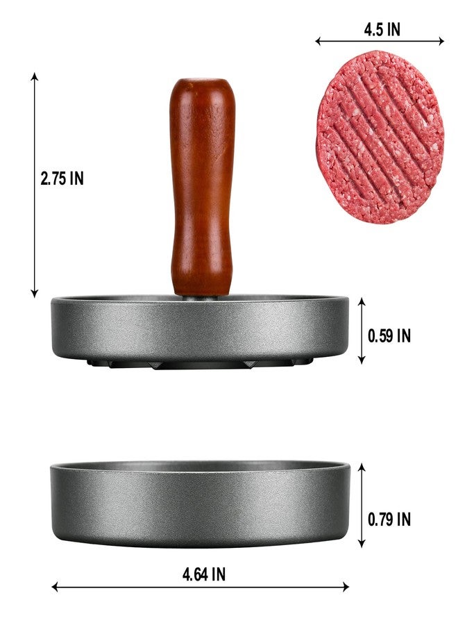 PIQUEBAR Burger Press Patty Maker Stainless Steel Hamburger Patty Press Mold Wood Handle Non-Stick with 100 Patty Papers - Image 2