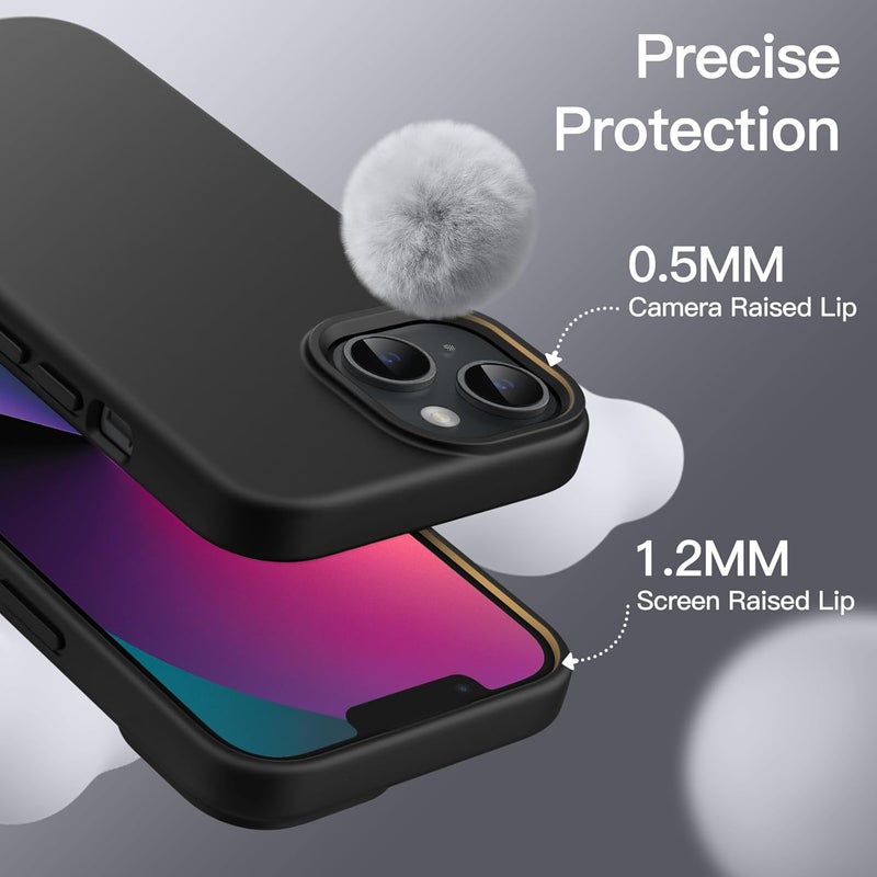 Jetech Silicone Case For Iphone 13 6.1-Inch, Silky-Soft Touch Full-Body Protective Phone Case, Shockproof Cover With Microfiber Lining Black - Image 5