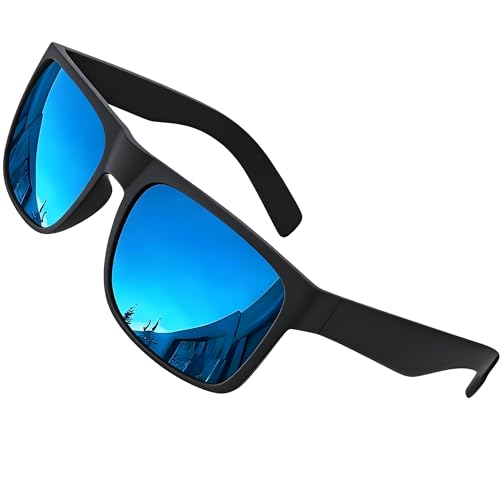 grinderPUNCH XL Polarized Men's Oversized Sunglasses, Big Heads Wide Face Large Head Fit Sunglasses Sports Driving Fishing Extra Wide Blue Mirrored Lens - Image 1