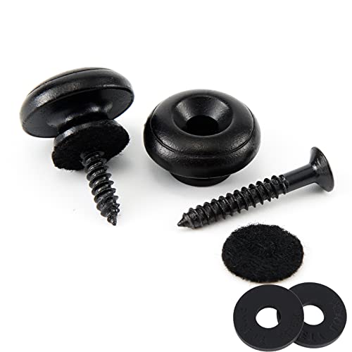 Miwayer Guitar Strap Locks Metal Strap Retainer System Straplock Guitar Strap Buttons with Strap Blocks for Acoustic Electric Guitar, Bass, Ukulele (Black 2 PCS) - Image 1