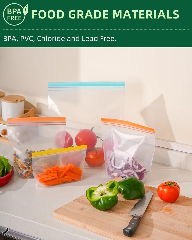 Lerine 20 Pack Reusable Freezer Bags Dishwasher Microwave Safe, Stand Up Silicone and BPA Free Reusable Sandwich Bags, Leakproof Reusable Food Storage Bags for Meal Prep - 8 Gallon 7 Sandwich 5 Snack - Image 4