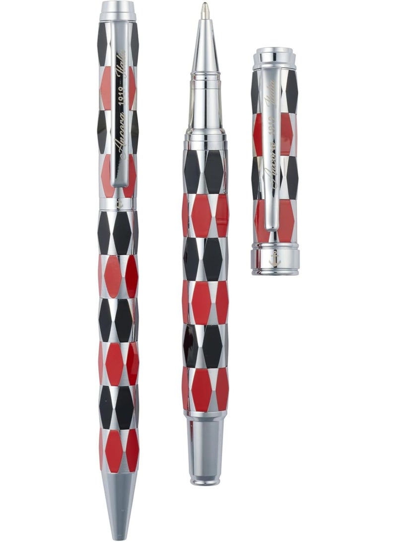 أنكورا قلم ANCORA 1919 Masquerade إصدار محدود من 88 قطعة قلم رولربول فاخر بغطاء مطلي بالمينا (أحمر) - Image 5