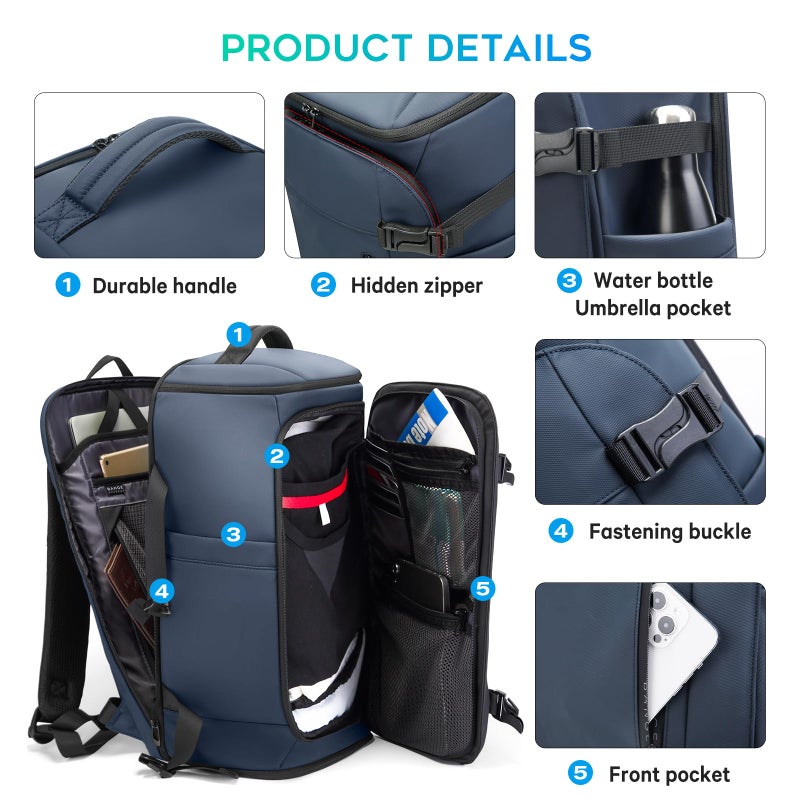 BANGE Travel Backpack with Shoe Compartment, 40L Large Capacity Back Pack, Men's Weekender Daypack Fits 17.3 Inch Laptop, Carry On Travel Backpack with Water Bottle Holder for Men and Women - Image 4