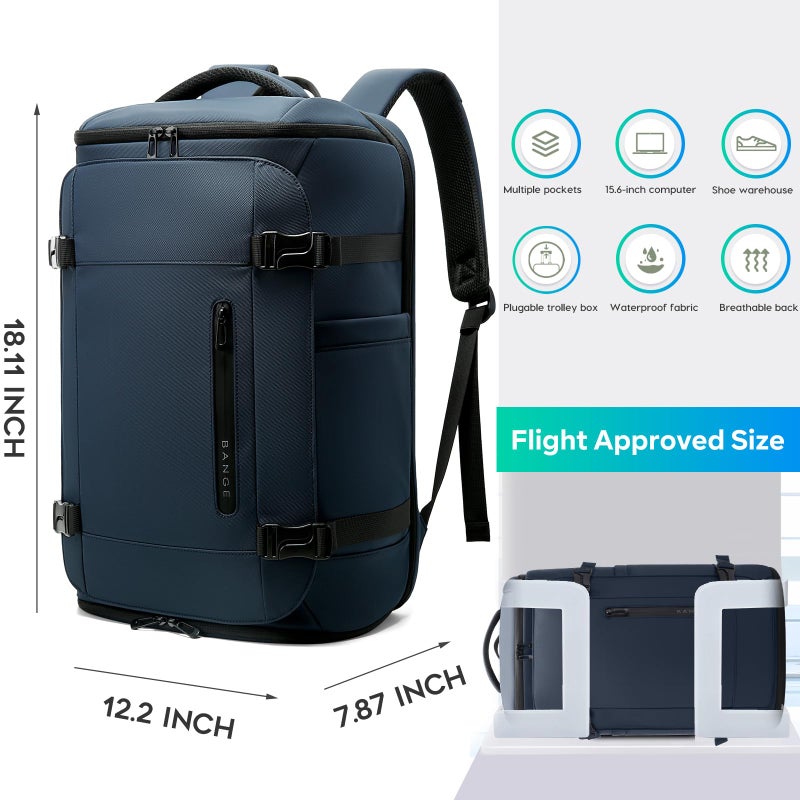 BANGE Travel Backpack with Shoe Compartment, 40L Large Capacity Back Pack, Men's Weekender Daypack Fits 17.3 Inch Laptop, Carry On Travel Backpack with Water Bottle Holder for Men and Women - Image 2