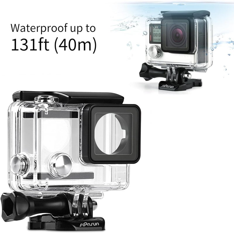 SOONSUN Standard Protective Waterproof Dive Housing Case for GoPro Hero 3/3+/4 Black Silver Camera - 40 Meters (131 Feet) Underwater Photography - Image 2