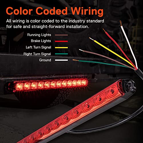 ONLINE LED STORE True Mods 16 Inch 12 Red LED Trailer Light Bar Strip [Brake + Sequential Turn Signal][DOT FMVSS 108 SAE S2I6U2PS] IP67 Submersible Rear Running Center Marker ID Tail Lightbar 80" Marine Boat Trailer - Image 2