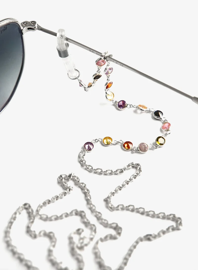 Minza  Minza “Iris” Women’s Eyewear Chain, Sterling10g Silver & Multicolored Crystals, Handmade Glasses Chain for Sunglasses & Eyeglasses, Rainbow-Inspired Feminine Eyewear Accessory. for Women | Best Price UAE