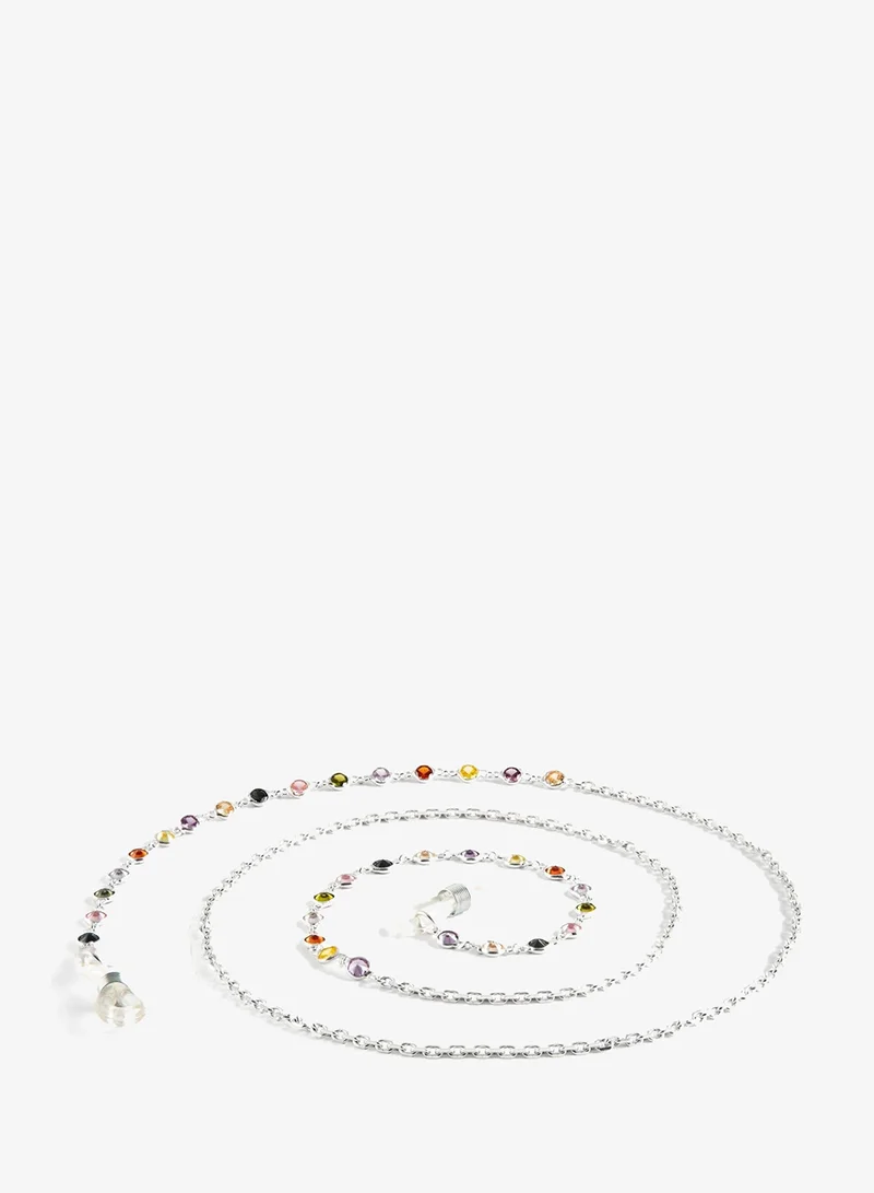 Minza  Minza “Iris” Women’s Eyewear Chain, Sterling10g Silver & Multicolored Crystals, Handmade Glasses Chain for Sunglasses & Eyeglasses, Rainbow-Inspired Feminine Eyewear Accessory. for Women | Best Price UAE