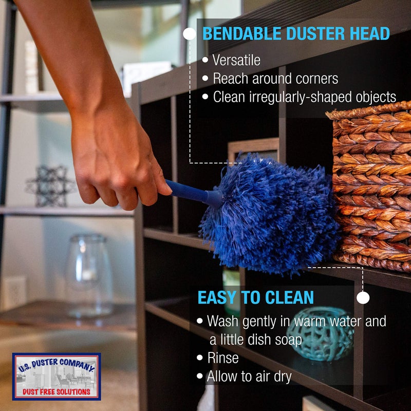 U.S. DUSTER COMPANY DUST FREE SOLUTIONS Extendable Microfiber Duster Extension Rod | Ceiling Fan Duster 20 Foot Reach | Cobweb 3-Stage Aluminum Telescoping Pole | Lightweight Webster Telescoping Cleaning Tool | U.S. Duster Co. - Image 5