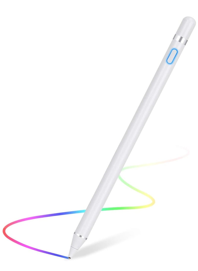 MIGOFAST - Active Stylus Pen White fine Tip for iPad Apple iPhone Samsung Tablets on iOS and Android Capacitive Touchscreen Take-Note HandWritten Draw no lags Skipping Rechargeable - Image 1
