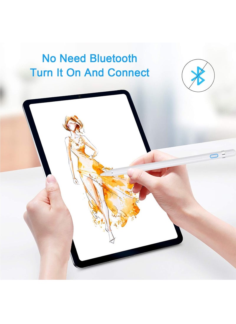 MIGOFAST - Active Stylus Pen White fine Tip for iPad Apple iPhone Samsung Tablets on iOS and Android Capacitive Touchscreen Take-Note HandWritten Draw no lags Skipping Rechargeable - Image 1