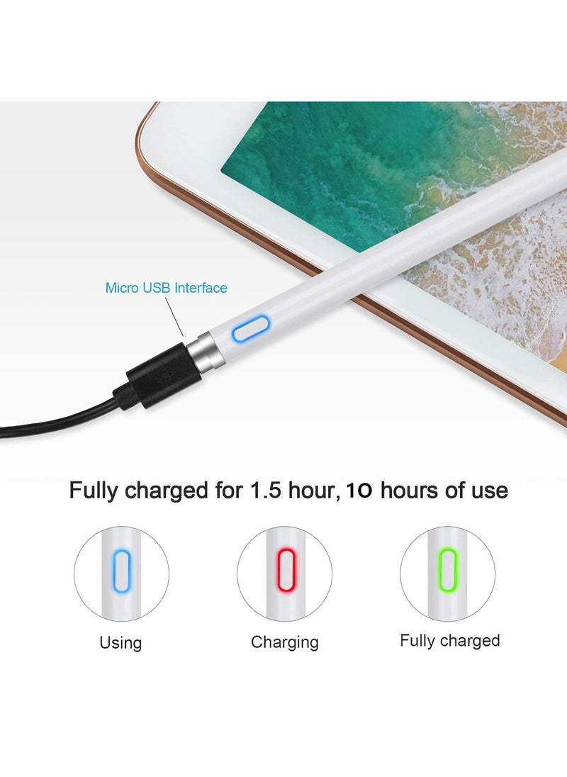 MIGOFAST - Active Stylus Pen White fine Tip for iPad Apple iPhone Samsung Tablets on iOS and Android Capacitive Touchscreen Take-Note HandWritten Draw no lags Skipping Rechargeable - Image 1