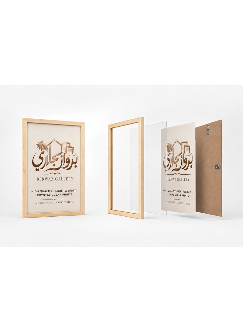 Berwaz Gallery Premium Acrylic Wall Photo Frame - Light Wood Finish - Image 1