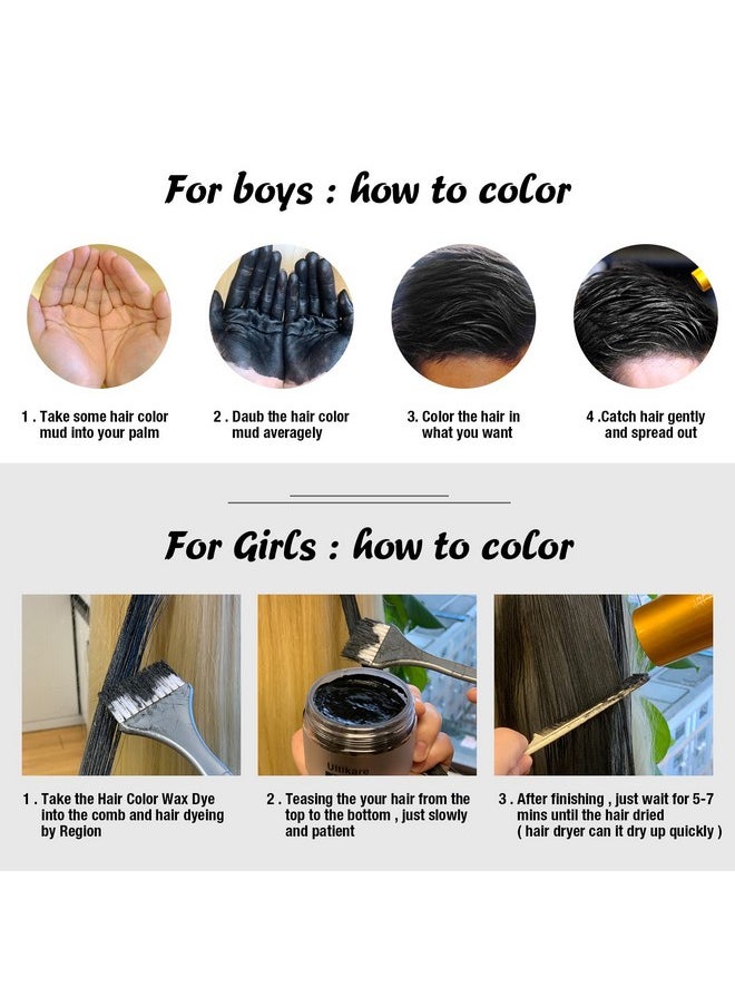 Ultikare Temporary Hair Color For Kids Black Ultikare Hair Dye Natural Styling Wax Color Instant Mud Cream Gel 3.4 Fl Oz Girl Gifts Party Cosplay Diy Children'S Day  - Image 2
