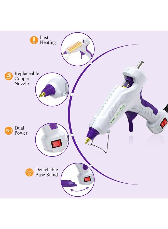 MONVICT Full Size Hot Glue Gun, Dual Temp Glue Gun 60/100W Base Stand Heavy Duty Melt Glue Gun Kit with 15 Pcs Glue Sticks & 3 Finger Protectors for Sealing Wax, Quick Repairs, DIY, Art & Crafts - Image 3