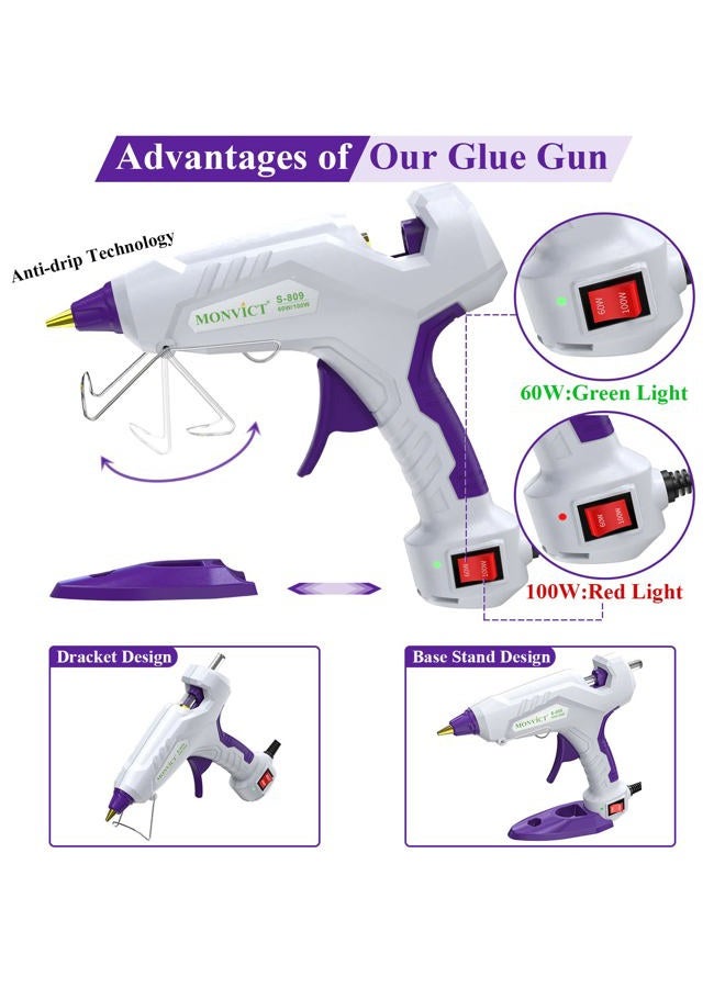 MONVICT Full Size Hot Glue Gun, Dual Temp Glue Gun 60/100W Base Stand Heavy Duty Melt Glue Gun Kit with 15 Pcs Glue Sticks & 3 Finger Protectors for Sealing Wax, Quick Repairs, DIY, Art & Crafts - Image 4