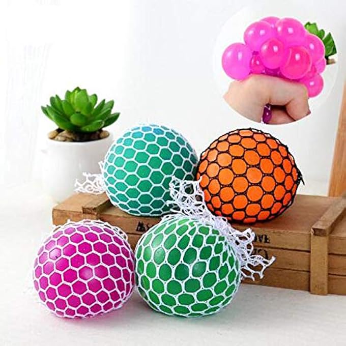 NJ 4pc 4.5cm Funny Anti Stress Ball Novetly Squeeze Ball Hand Wrist Exercise Antistress Slime Ball Toy Random Color - Image 1