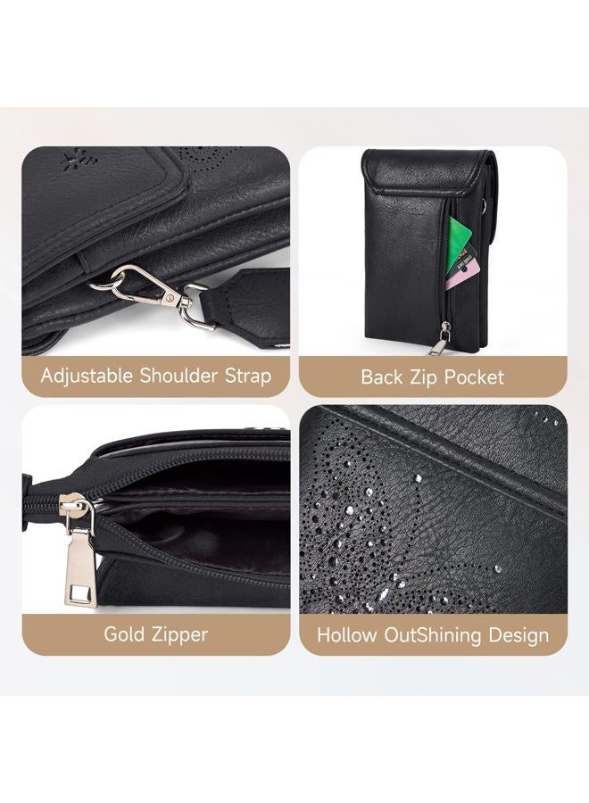 KITEVIUN Leather Small Crossbody Bags for Women Trendy Cell Phone Bag Wallet Purses Butterfly Design (Black) - Image 5