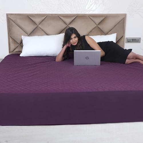 AVI Ultra Soft Waterproof Quilted Fitted Mattress Protector Queen Size Breathable Hypoallergenic Noiseless Bed Protector Mattresses Cover (Queen 60x78 inch | 5x6.5 ft, Wine) - Image 1