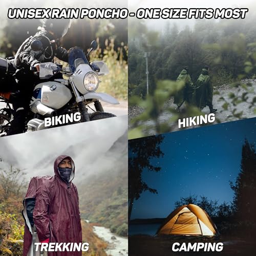 ROCKSPORT Waterproof Rain Poncho for Men and Women l Lightweight, Reusable & Pocket Packing Design - Free Size, Black - Image 5