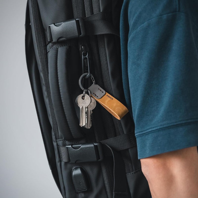 VULKIT Genuine Leather Keychain for Men & Women - Wheat/Grey - Image 5