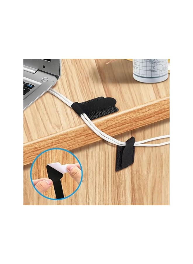 Green Tiger 60pcs Hook and Loop Cable Ties, Self-Adhesive Cable Organizer, Sticky-Back Cord Organizer for Kitchen Appliances, Office, Home, Grey＆White＆Black - Image 5