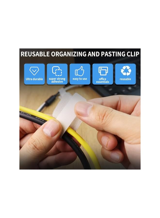 Green Tiger 60pcs Hook and Loop Cable Ties, Self-Adhesive Cable Organizer, Sticky-Back Cord Organizer for Kitchen Appliances, Office, Home, Grey＆White＆Black - Image 4