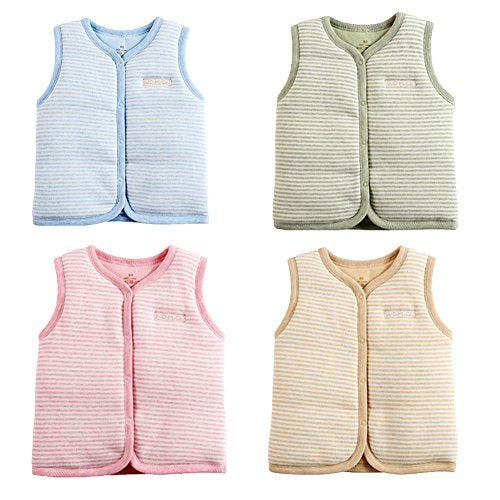 Monvecle Baby Cotton Warm Vests Unisex Infant to Toddler Light Padded Waistcoat Blue Stripe 6-9m - Image 2