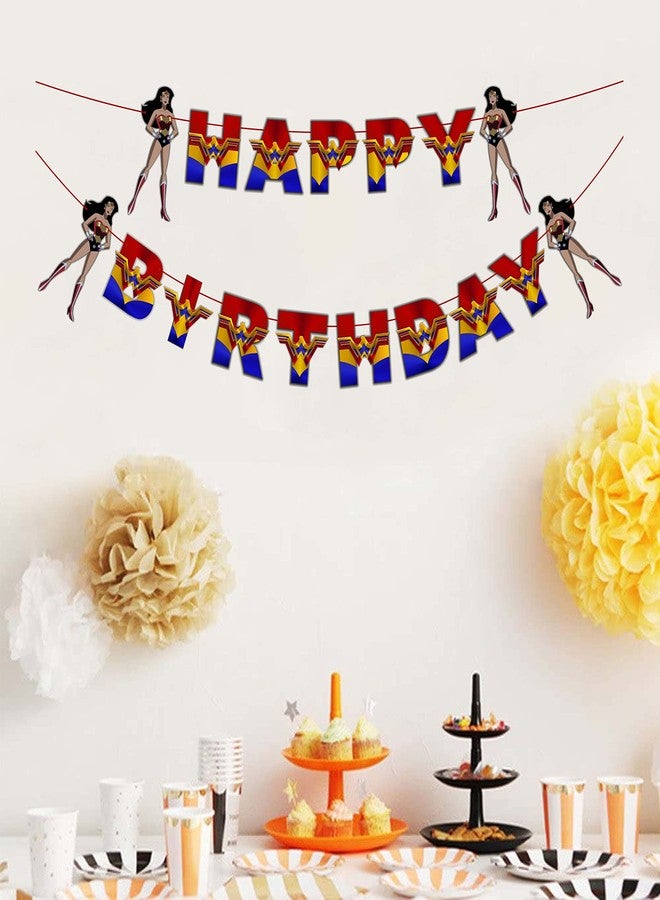 Seyal "Wondr Woman Happy Birthday Banner - Superhero Theme Party Decorations for Girls - Colorful Hanging Birthday Banner for Birthday,Comic Fan Celebrations, School Events & Party Supplies" - Image 5