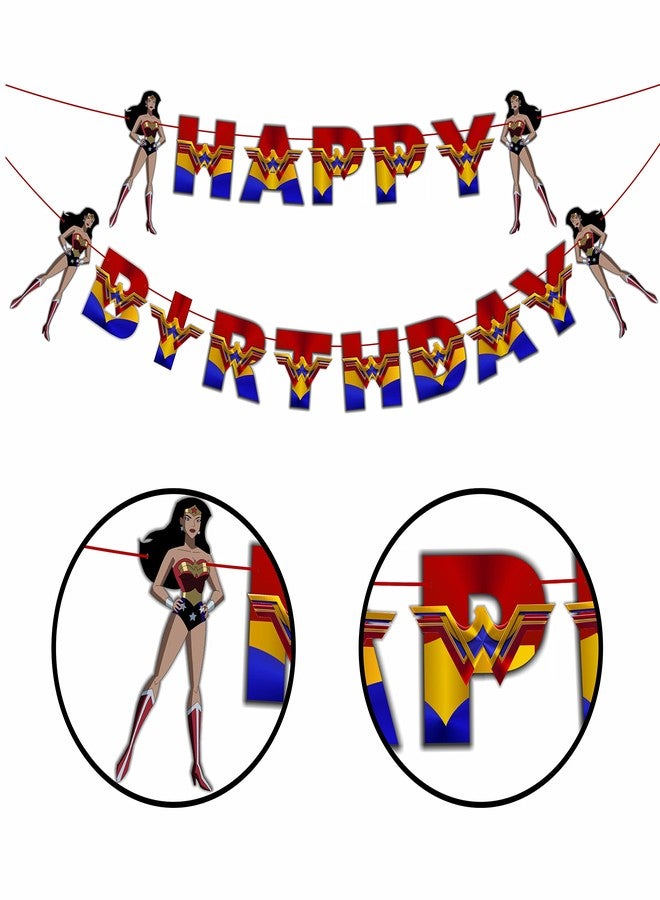 Seyal "Wondr Woman Happy Birthday Banner - Superhero Theme Party Decorations for Girls - Colorful Hanging Birthday Banner for Birthday,Comic Fan Celebrations, School Events & Party Supplies" - Image 2