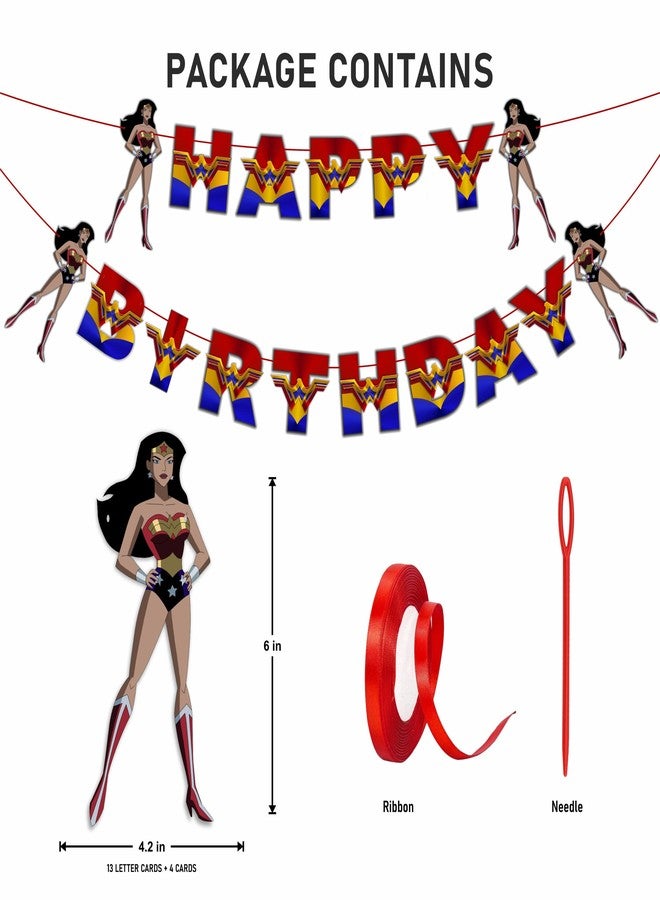 Seyal "Wondr Woman Happy Birthday Banner - Superhero Theme Party Decorations for Girls - Colorful Hanging Birthday Banner for Birthday,Comic Fan Celebrations, School Events & Party Supplies" - Image 3