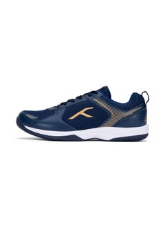 HUNDRED Unisex-Adult Court Star Badminton Shoes (Non Marking)|Also Perfect For Squash,Table Tennis,Volleyball,Basketball&Indoor Sports|Lightweight&Durable|X-Cushion Protection (Navy/Gold,2Uk)  - Image 1