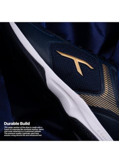 HUNDRED Unisex-Adult Court Star Badminton Shoes (Non Marking)|Also Perfect For Squash,Table Tennis,Volleyball,Basketball&Indoor Sports|Lightweight&Durable|X-Cushion Protection (Navy/Gold,2Uk)  - Image 3
