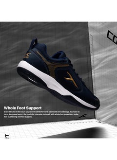 HUNDRED Unisex-Adult Court Star Badminton Shoes (Non Marking)|Also Perfect For Squash,Table Tennis,Volleyball,Basketball&Indoor Sports|Lightweight&Durable|X-Cushion Protection (Navy/Gold,2Uk)  - Image 2