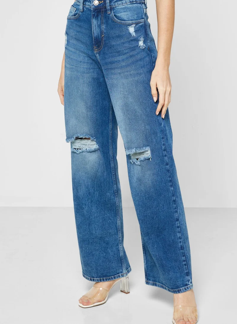 Ginger Wide Leg Ripped Jeans