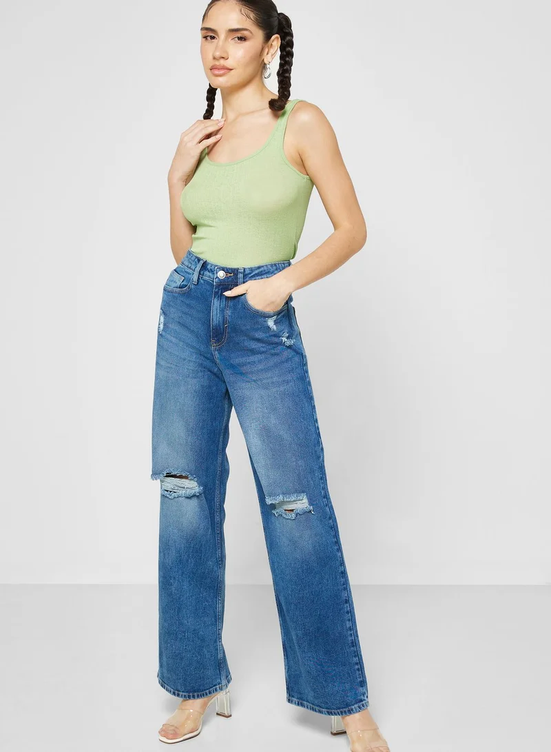 Ginger Wide Leg Ripped Jeans