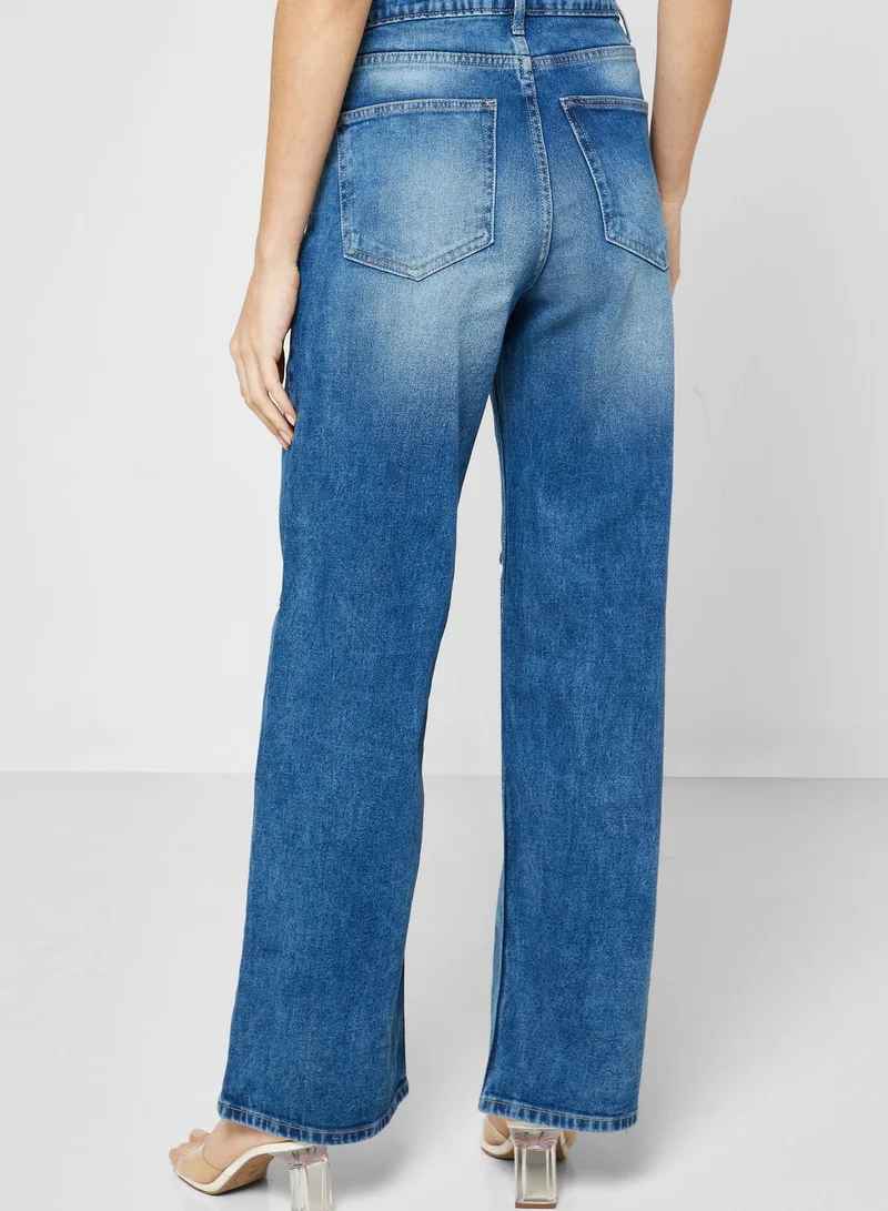 Ginger Wide Leg Ripped Jeans