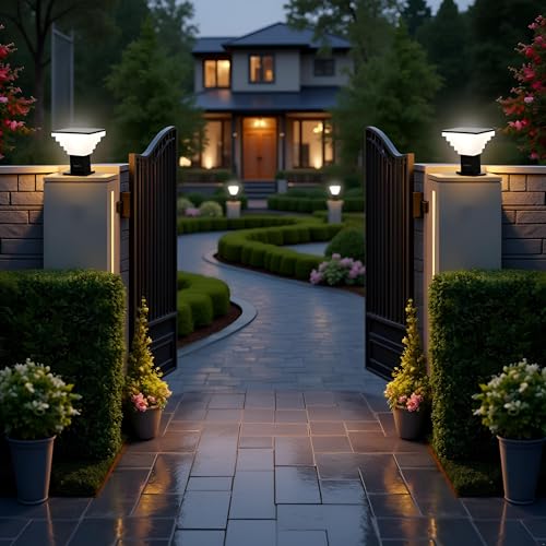 Lyse Decor Waterproof Gate Light for Main Gate Entrance, Outdoor Pillar Lamp, Gate Lamp for Garden & Boundaries Lights (Modern Design Stairs Shape, Pair of 2 Pieces) - Image 3