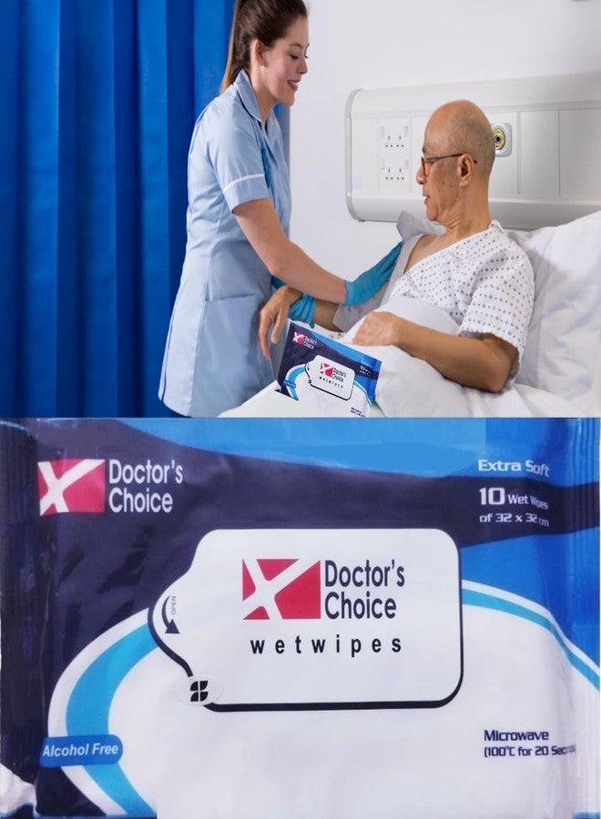 TUNSECHY 12 Packs (120 pulls) Doctors Choice Wet Wipes XL size Ultra Soft Easy Bath Wet Wipes for Adults, Patients, Baby. (10 Pulls/Pack) - Image 1