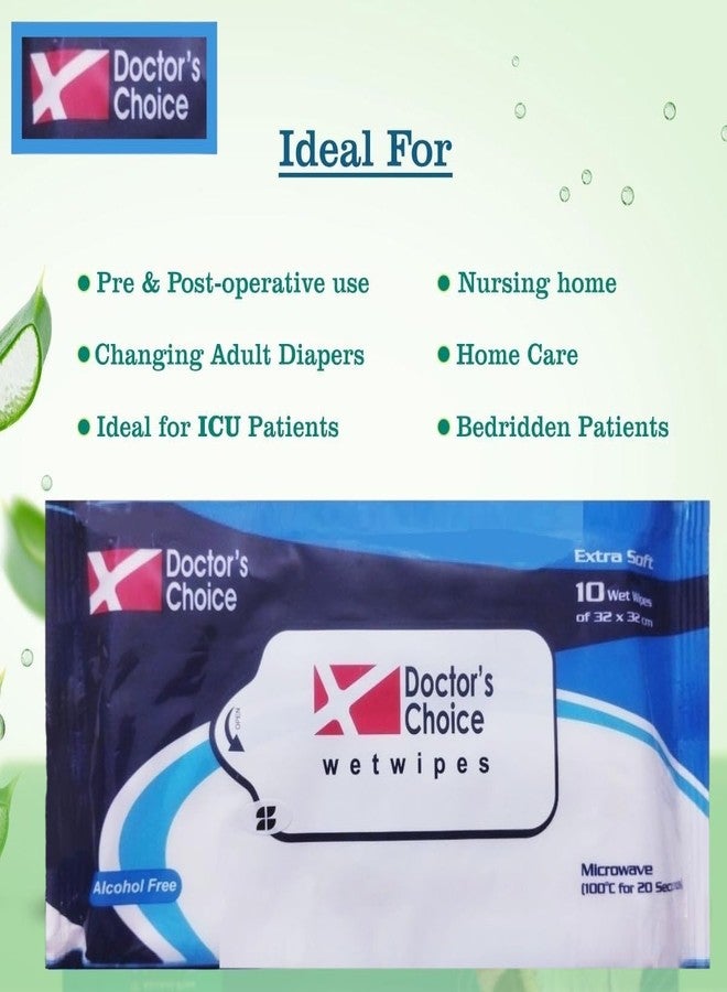 TUNSECHY 12 Packs (120 pulls) Doctors Choice Wet Wipes XL size Ultra Soft Easy Bath Wet Wipes for Adults, Patients, Baby. (10 Pulls/Pack) - Image 3