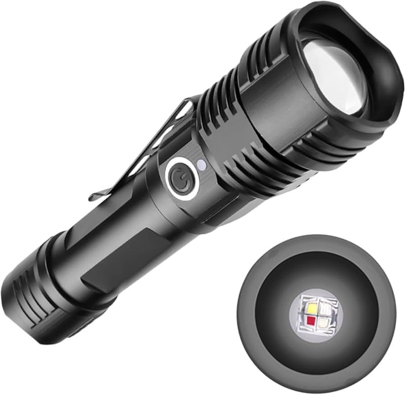 DOITOOL Rechargeable LED Flashlight Adjustable Modes Compact Outdoor Use Black - Image 1