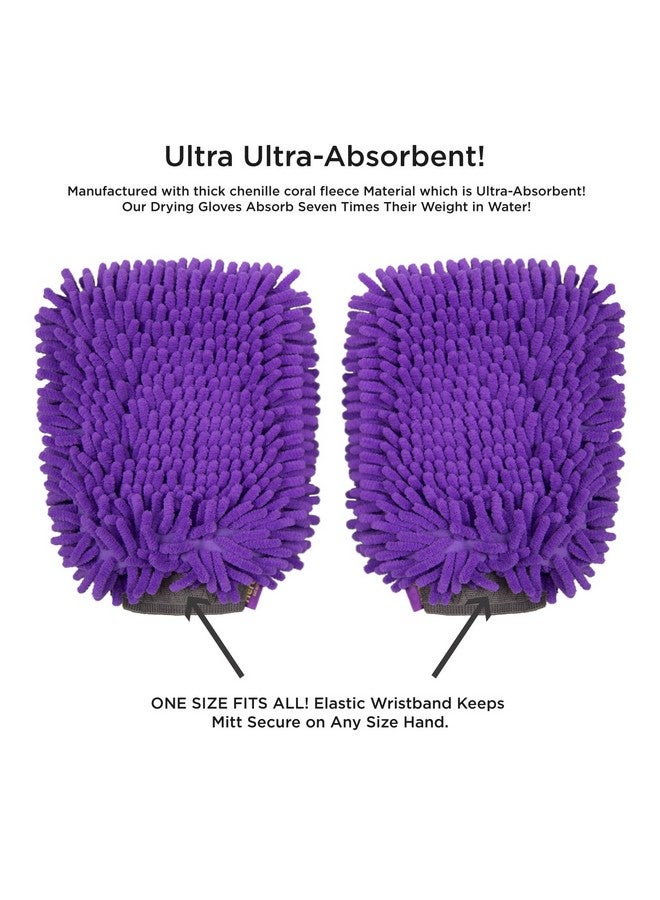 Hertzko 2 Pack Pet Towel Glove Ultra Absorbent Chenille Coral Fleece Material - Image 3