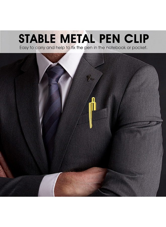 COBEE Ultra Slim Gold Ballpoint Pens, 6 Pcs Click Retractable Ballpoint Pens 1.0Mm Black Ink Medium Point Smooth Writing Pens Metallic Metal Pens For Wedding Business Office Supplies(Gold) - Image 4